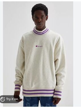 Champion Reverse Weave Mock Neck Gray Sweatshirt size Large Unisex